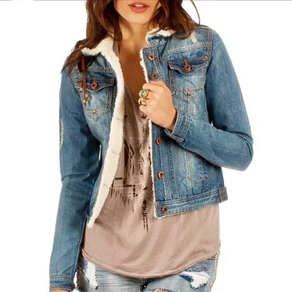 White Crow Sherpa Lined Jean Jacket - Picture 1 of 7
